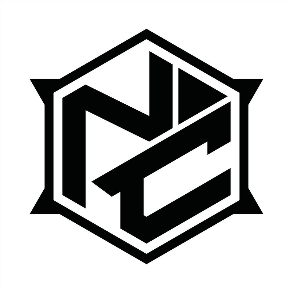 nc logotyp monogram design mall vektor
