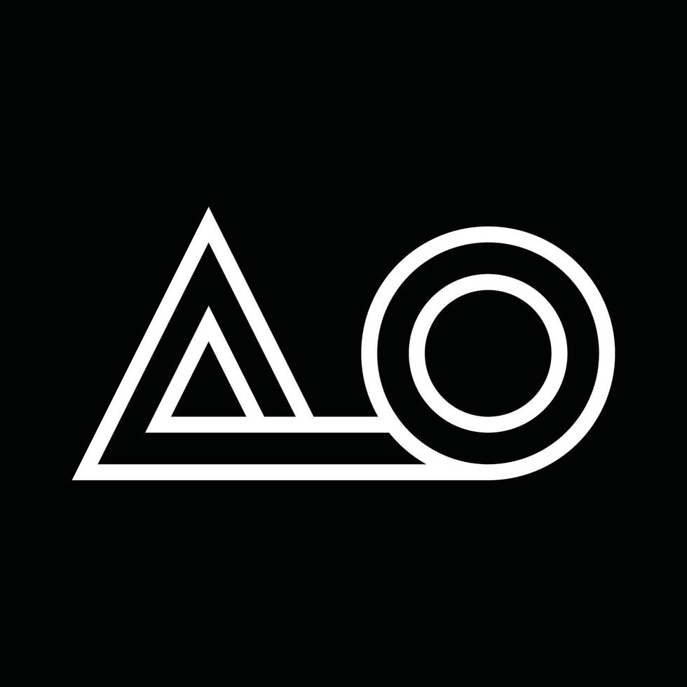 ao-logo-monogramm mit negativem raum im linienstil vektor