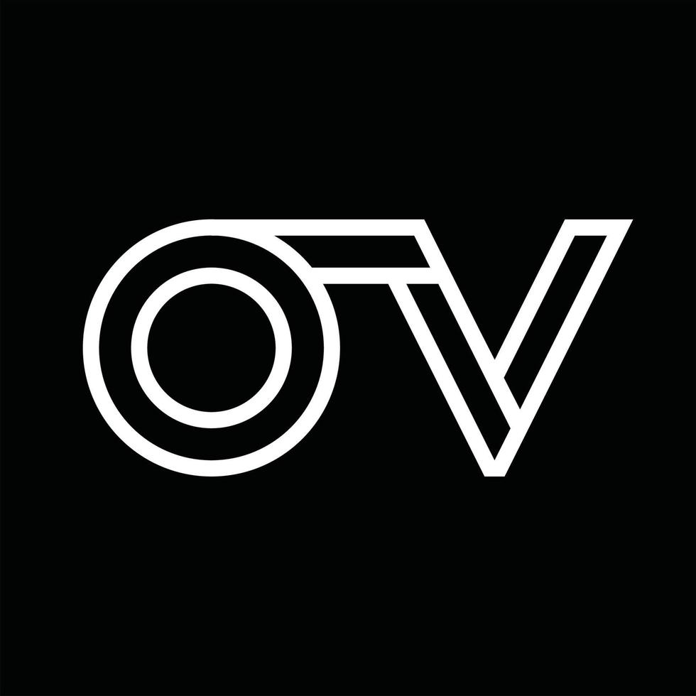 ov-Logo-Monogramm mit negativem Raum im Linienstil vektor