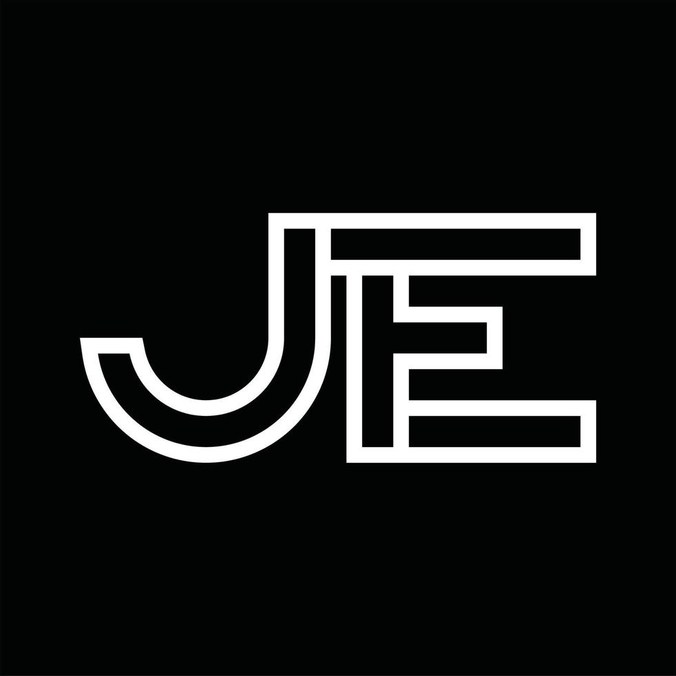 je-Logo-Monogramm mit negativem Raum im Linienstil vektor