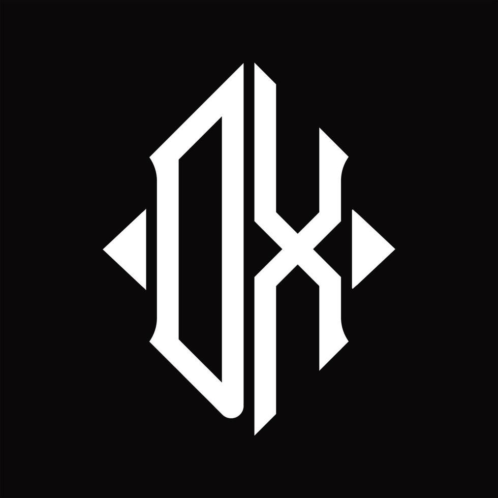 dx-Logo-Monogramm mit isolierter Designvorlage in Schildform vektor