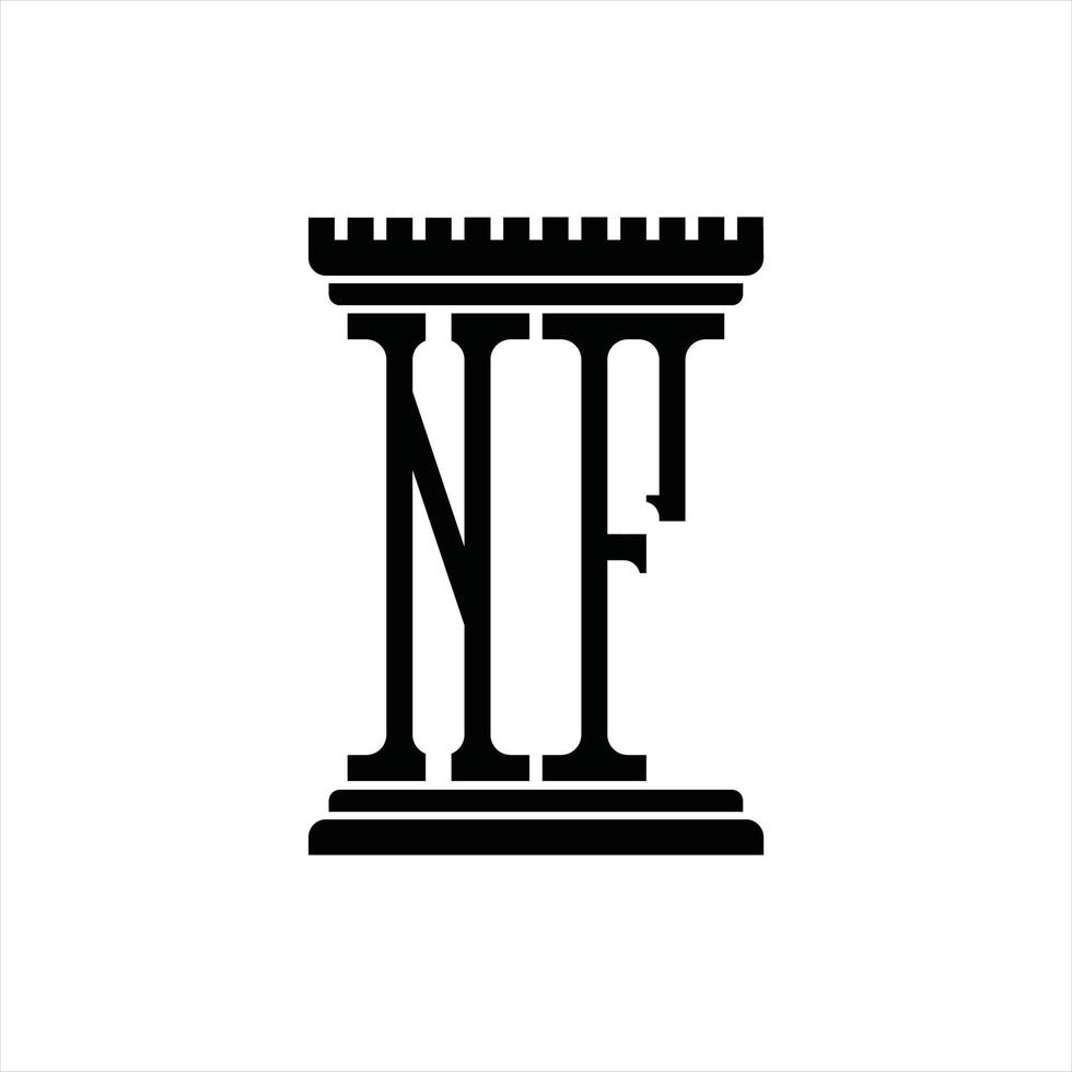 nf-Logo-Monogramm mit Designvorlage in Säulenform vektor