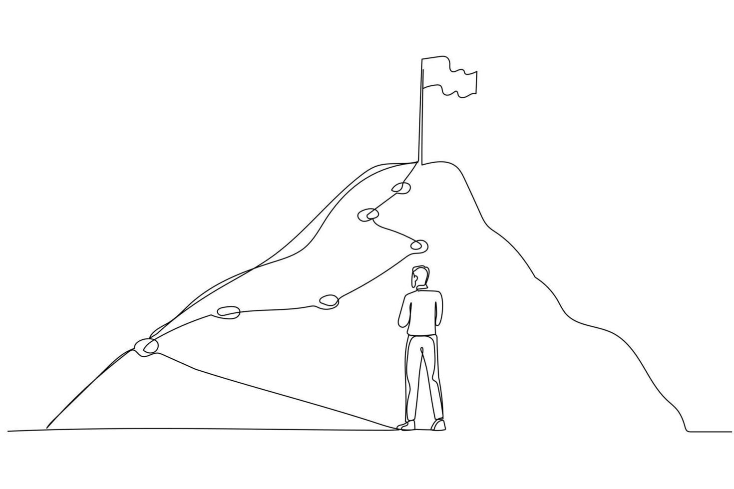tecknad serie av affärsman följande de rader ledande till de topp av Framgång. enda linje konst stil vektor
