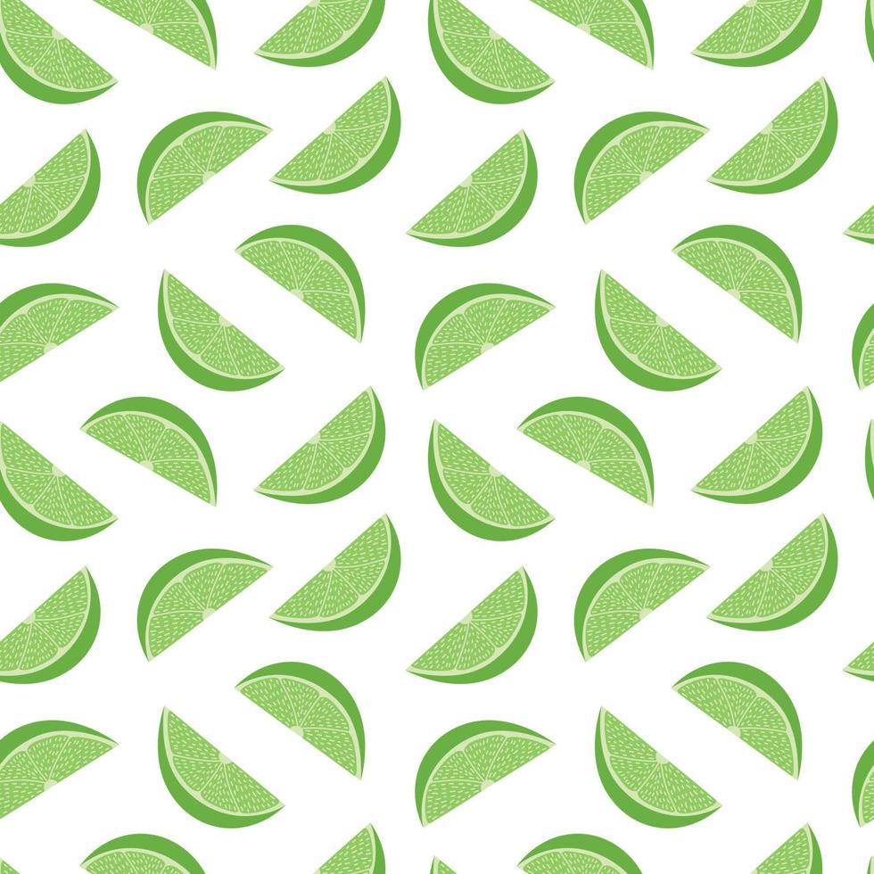 Limettenscheiben Vektor nahtloses Muster. flache grüne Limetten auf weißem Hintergrund