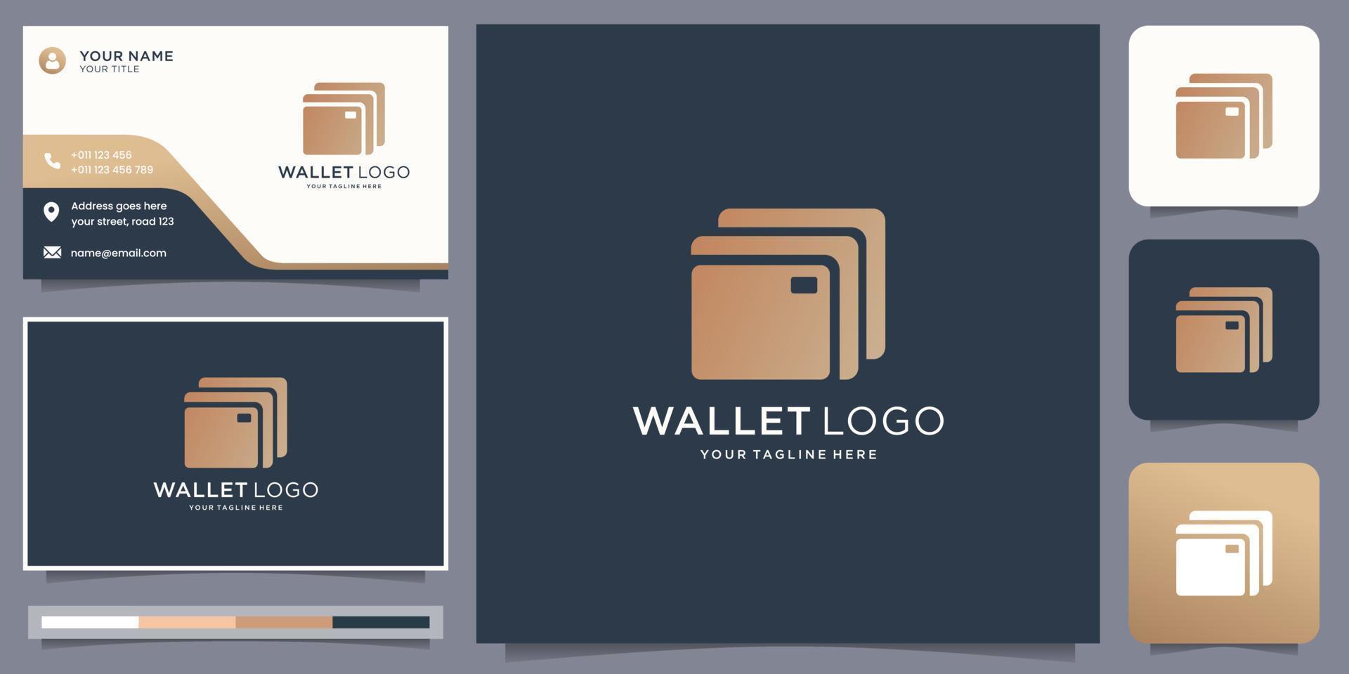 kreative Inspiration für das Design der Logo-Geldbörse. Geometrischer Stil der Logo-Geldbörse, modernes Design in Goldfarbe. vektor