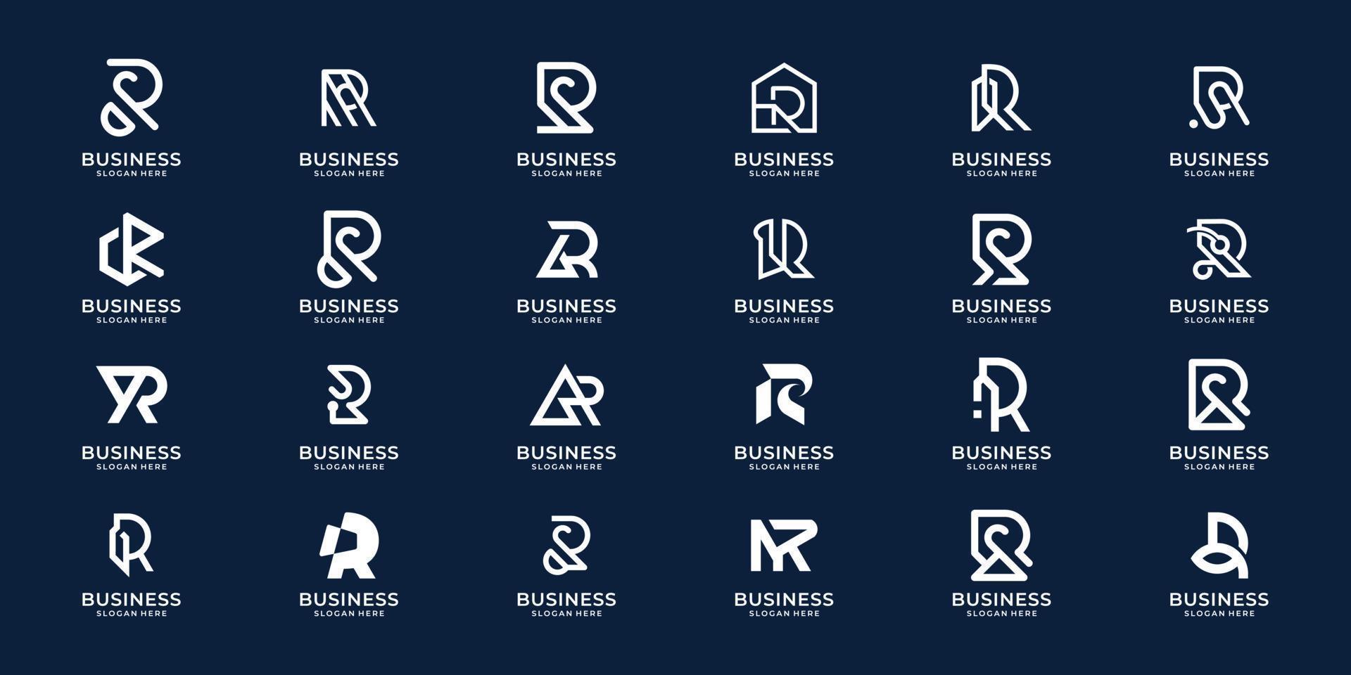sammlung von monogrammbuchstaben r-logo-vorlage. inspiration initial lettermark r design for business. vektor