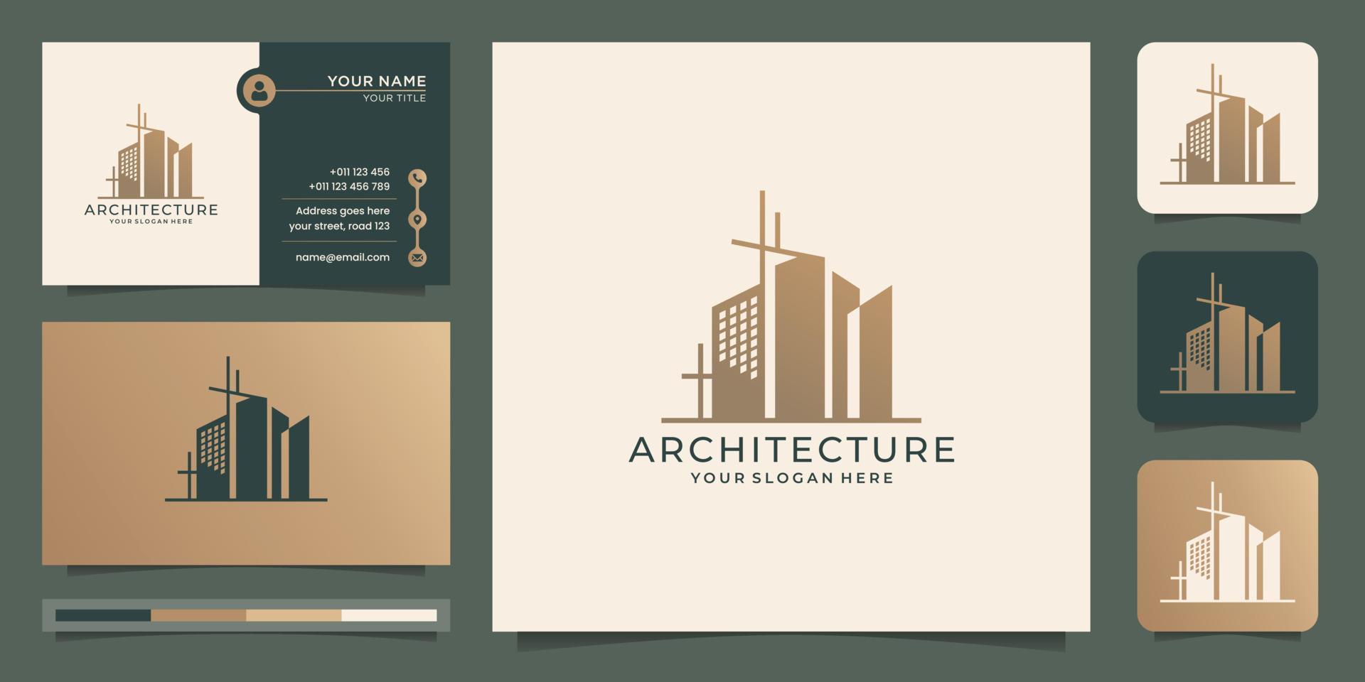 modern arkitektur torn mönster mall, framåt- byggnad logotyp mönster koncept.premium vektor