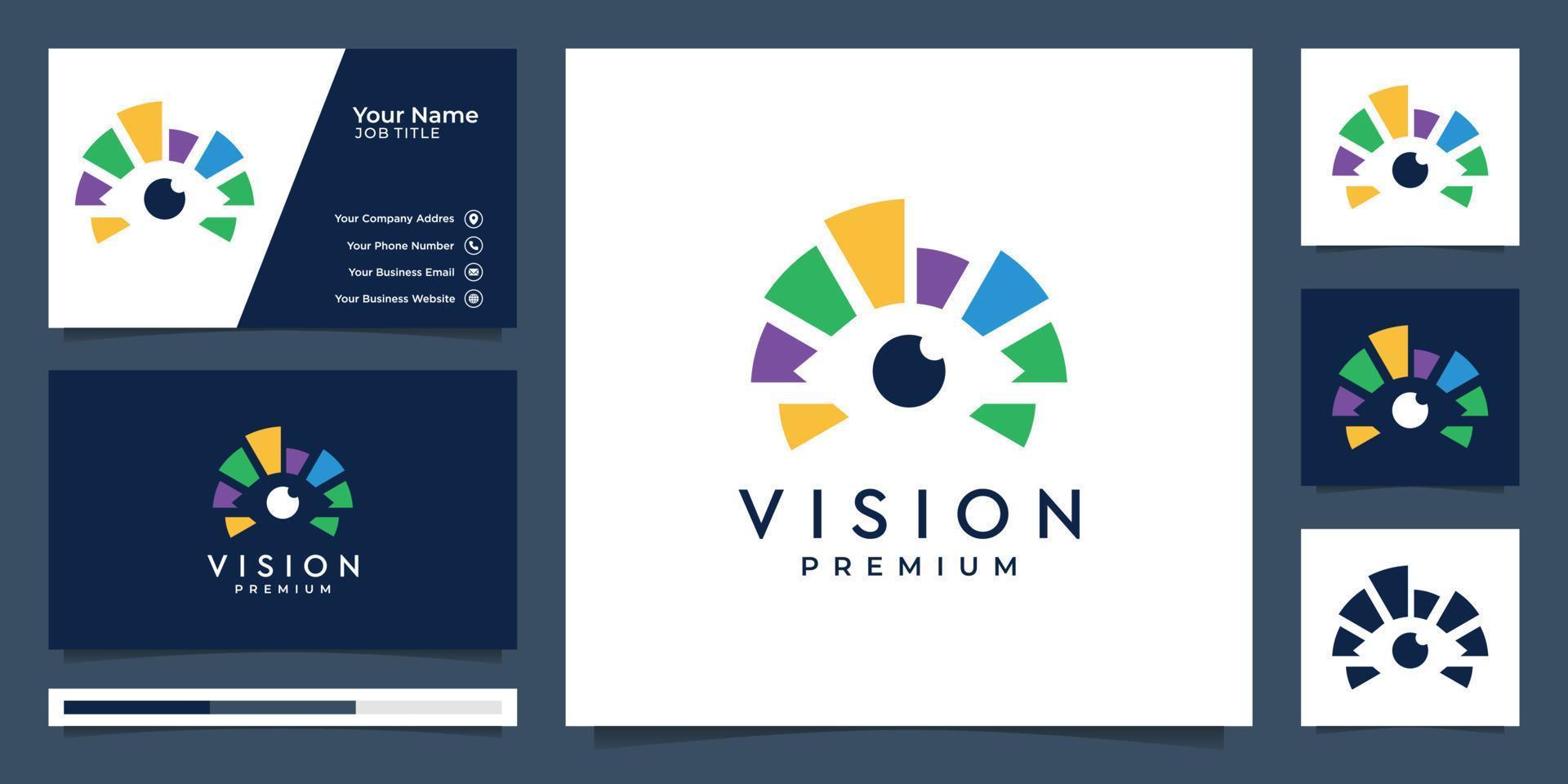 öga syn premie vektor mall. logotyp och företag kort. premie vektor