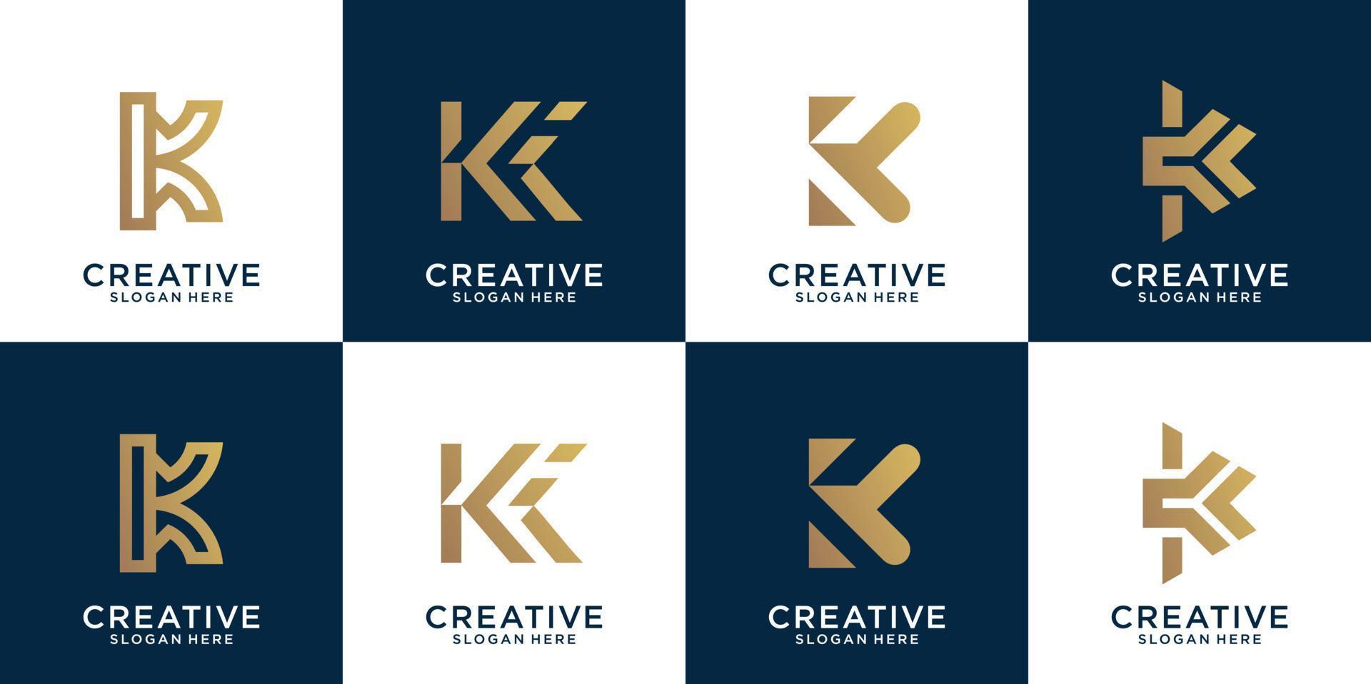 satz des abstrakten monogrammbuchstaben k gold. logo template.icons für Business, Luxus, Technologie, Inspiration, Illustration. Premium-Vektor vektor