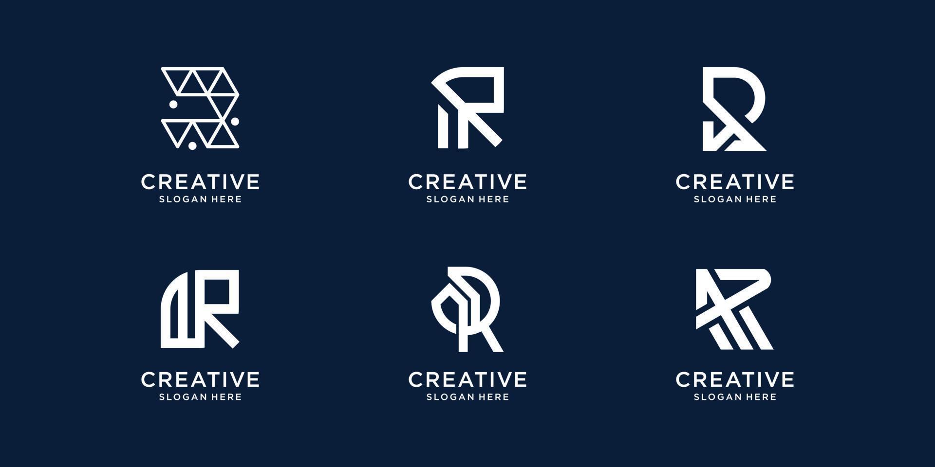 abstrakt samling initialer r logotyp mall ikoner för företag av teknologi, mode, identitet. vektor