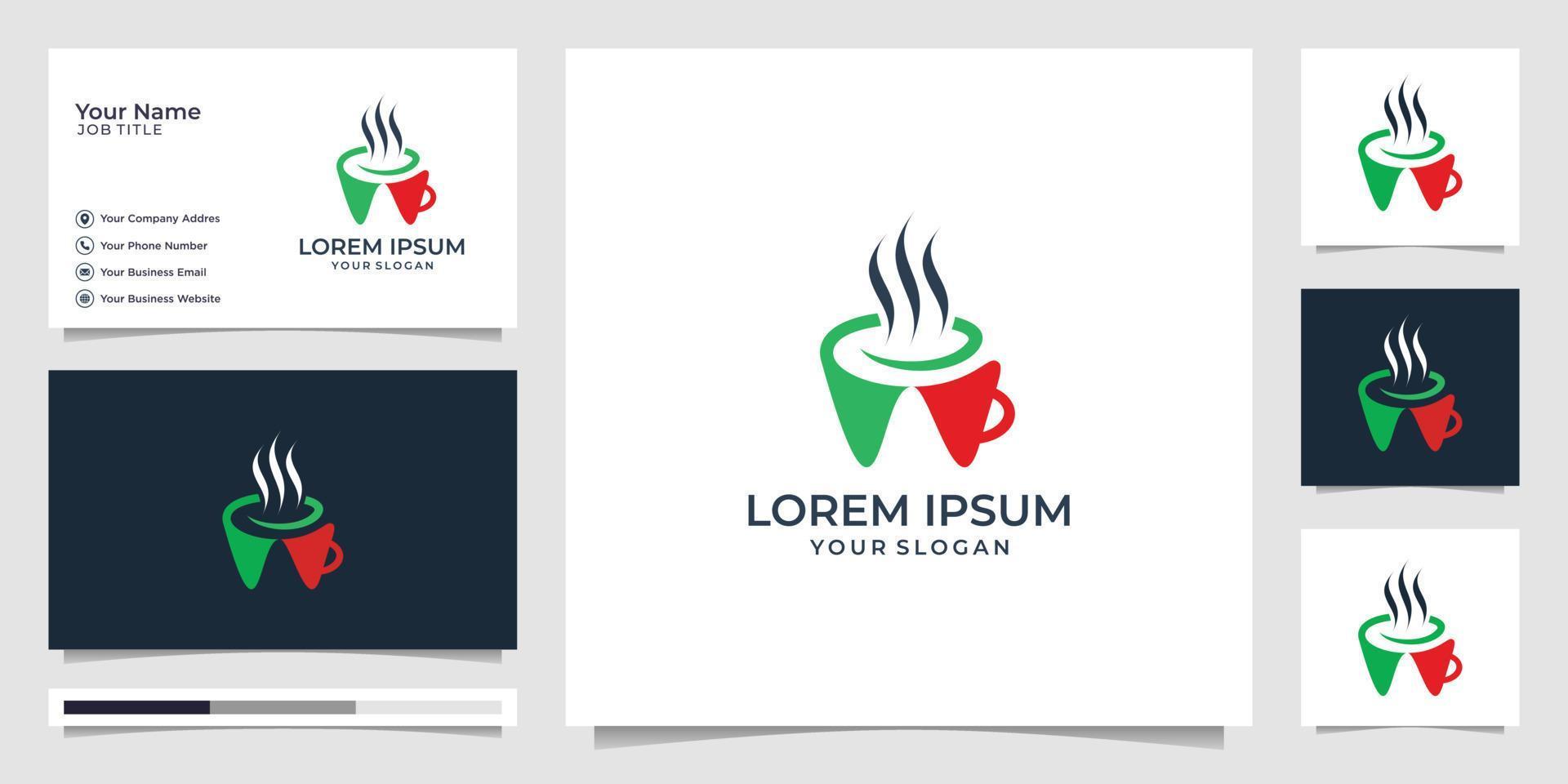 italiensk kaffe logotyp vektor och företag kort template.premium vektor