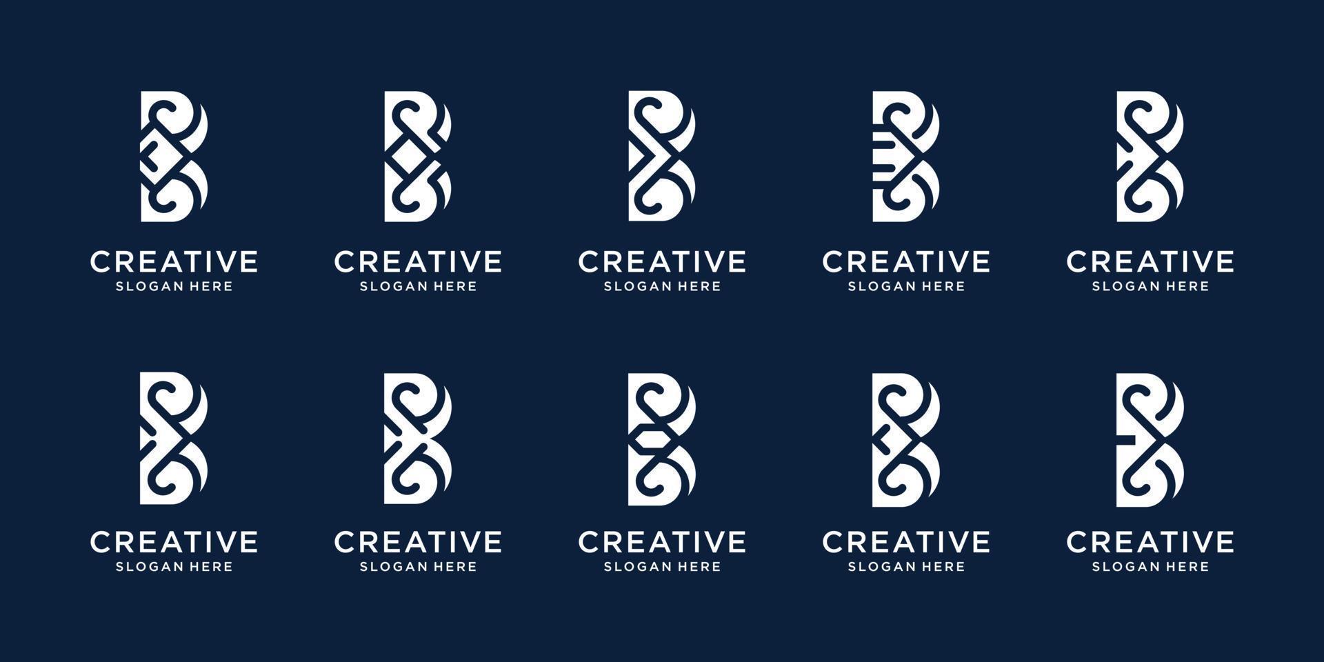 satz abstraktes buchstabe b-design. Logo-Monogramm-Initiale b für Luxusgeschäfte, Identität, Unternehmen. vektor