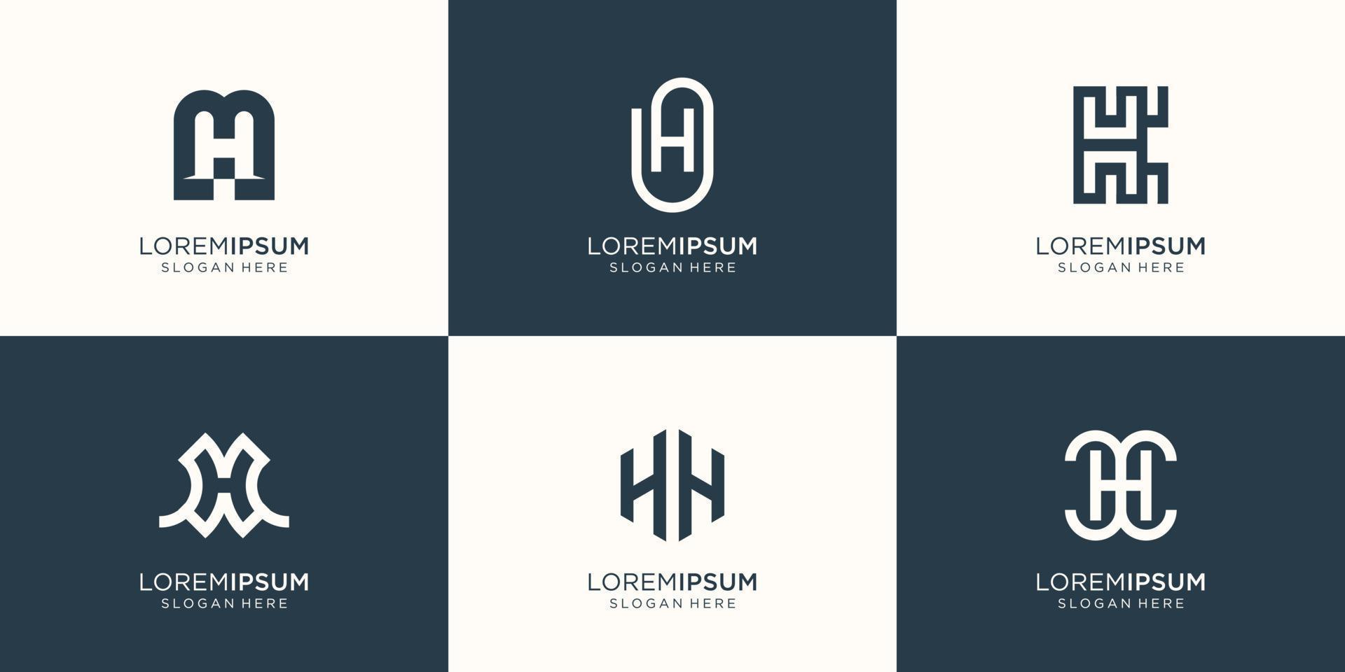 sammlungsbuchstabe h logo design template.icon für unternehmen mit identität, unternehmen, mega-bundle-design. vektor