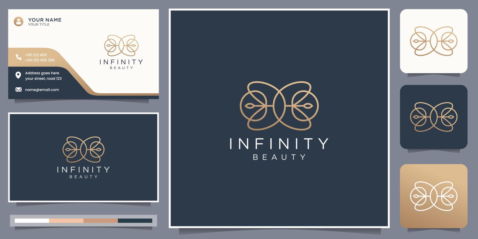 kreativ von Infinity Beauty Logo Design mit abstraktem linearem Design, ausgewogener Form, Linienkunststil. vektor
