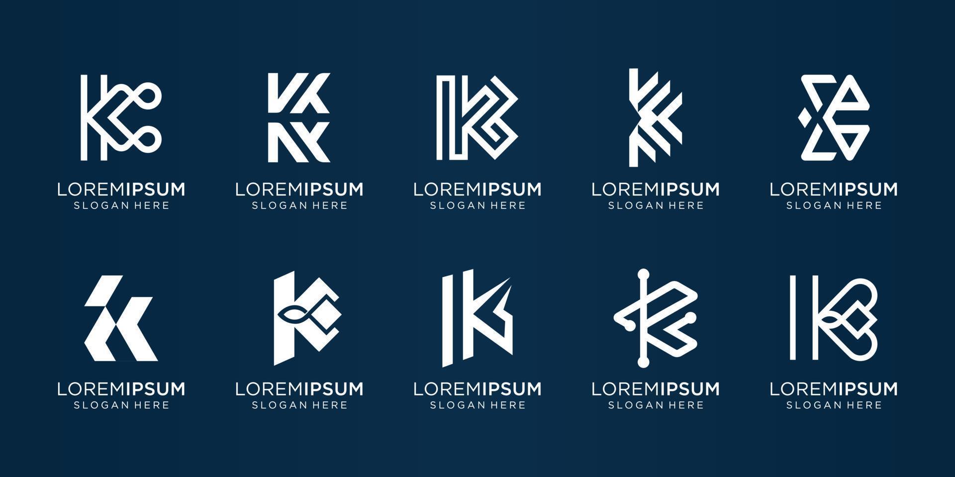 uppsättning av monogram första k logotyp design mall.den logotyp för företag företag. premie vektor