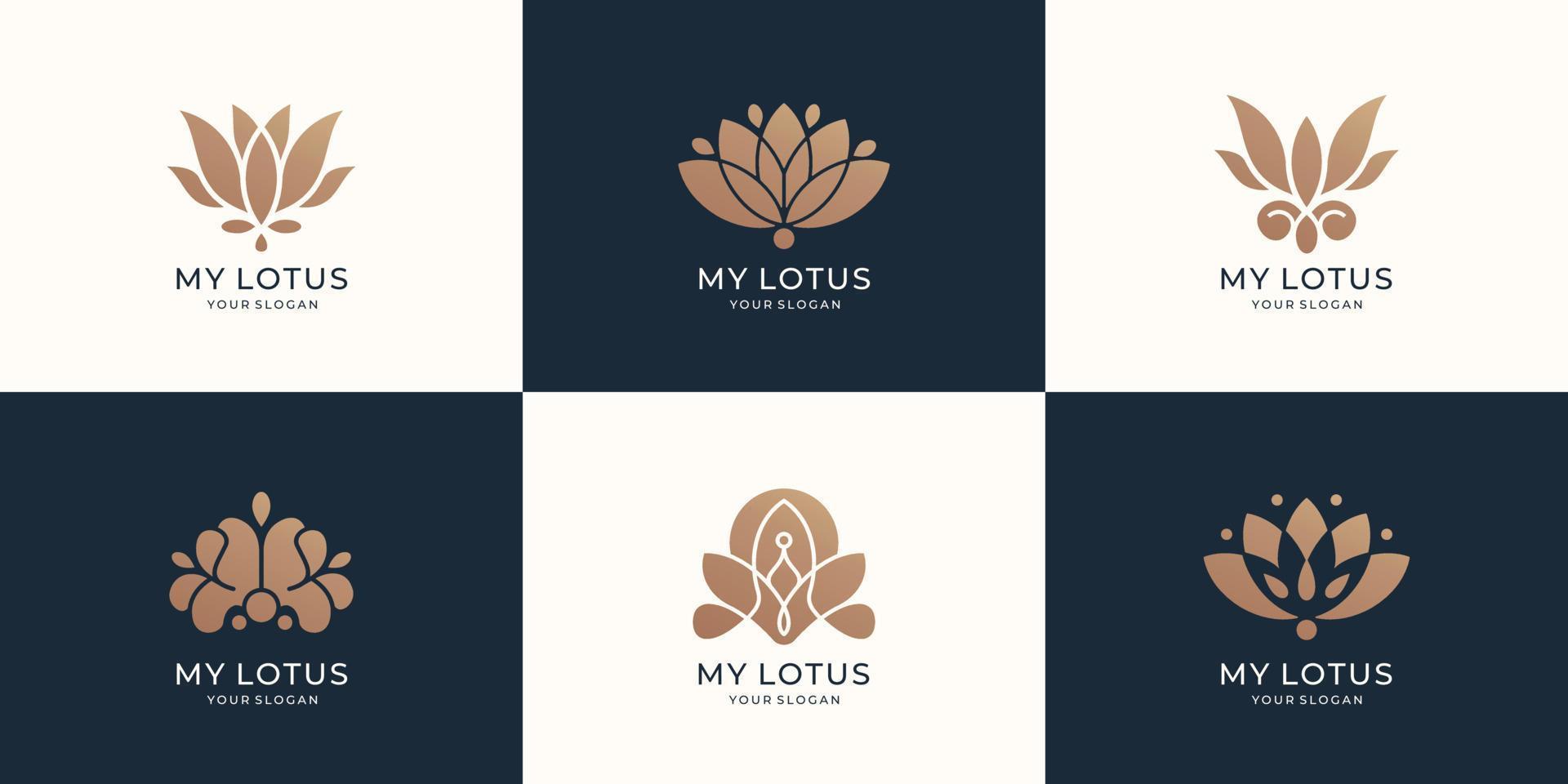 samling av lotus logotyp mall. lyx design lotus , blomma abstrakt, blommig ,natur , platt design och kreativ begrepp. premie vektor