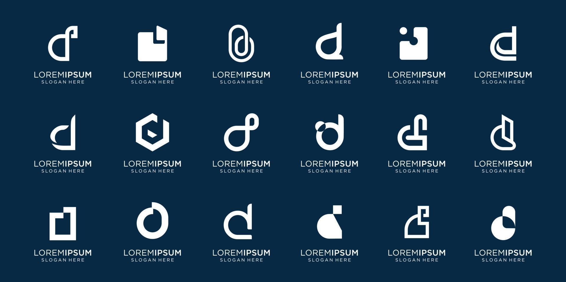 uppsättning av kreativ brev d design mall. ikoner för business.technology, letter d,alfabetet,elegant. premie vektor