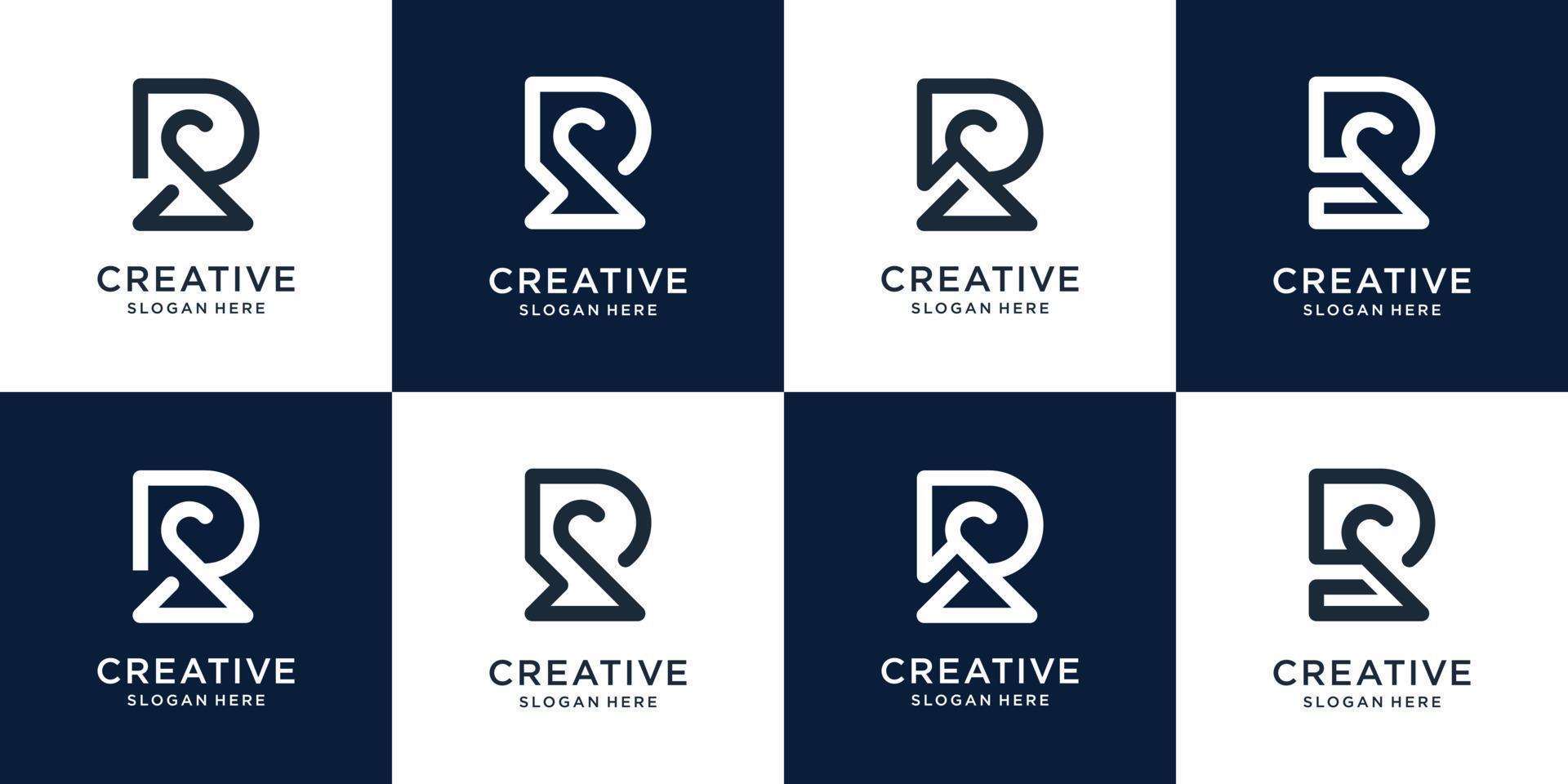 satz kreatives r-logo minimalistisches design. abstraktes konzept initiales r-logo für ihr unternehmen. vektor