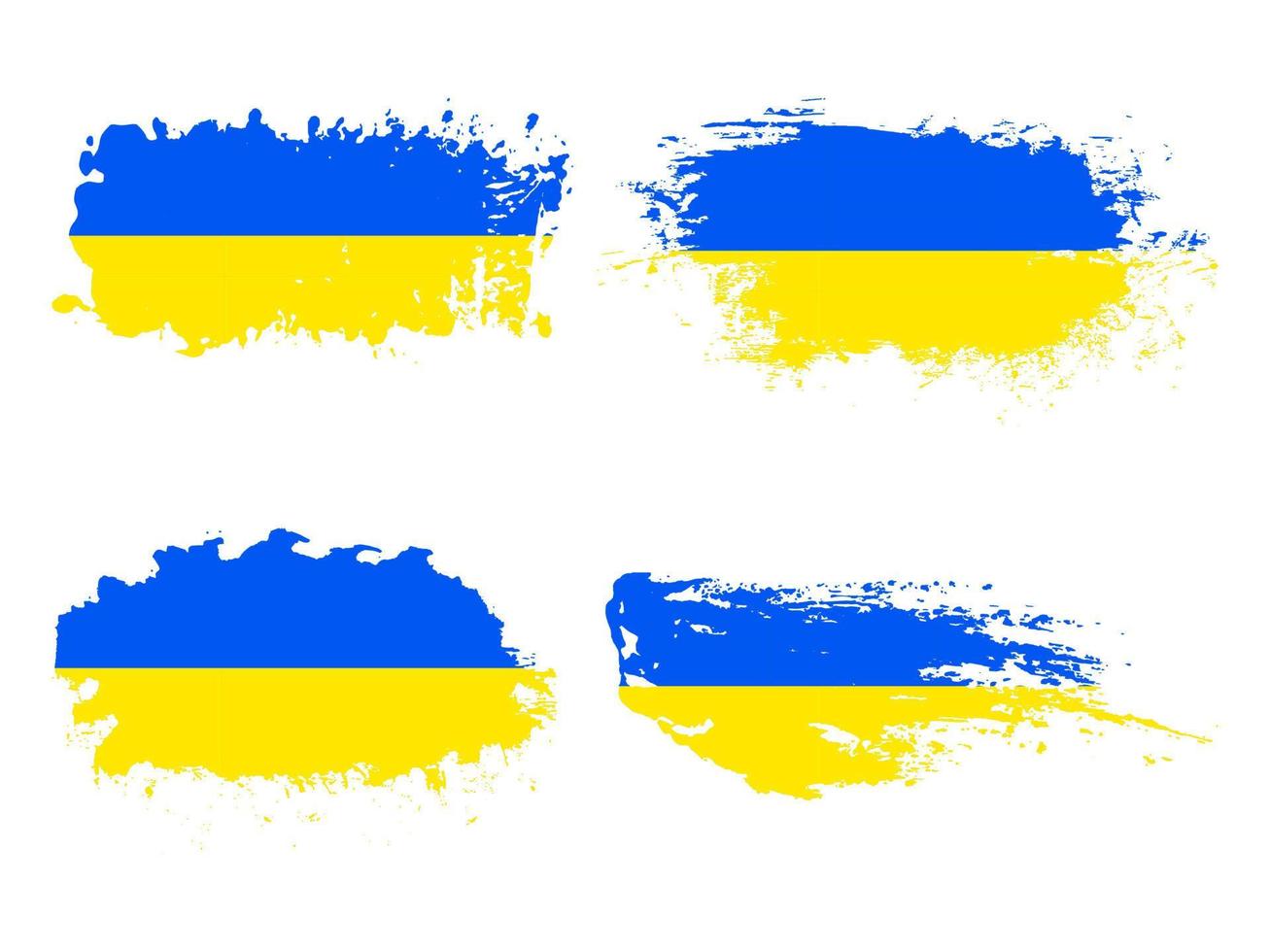 satz ukrainischer flaggen in aquarellpinselstrichen vektor