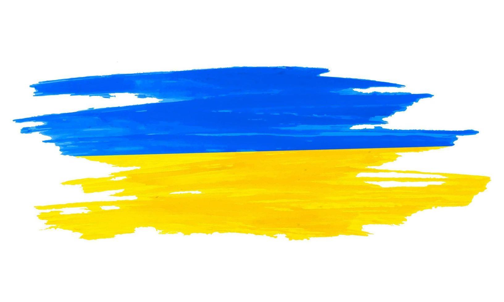 Vektor handgemalte ukrainische Flaggenfarben isoliert auf weißem Hintergrund
