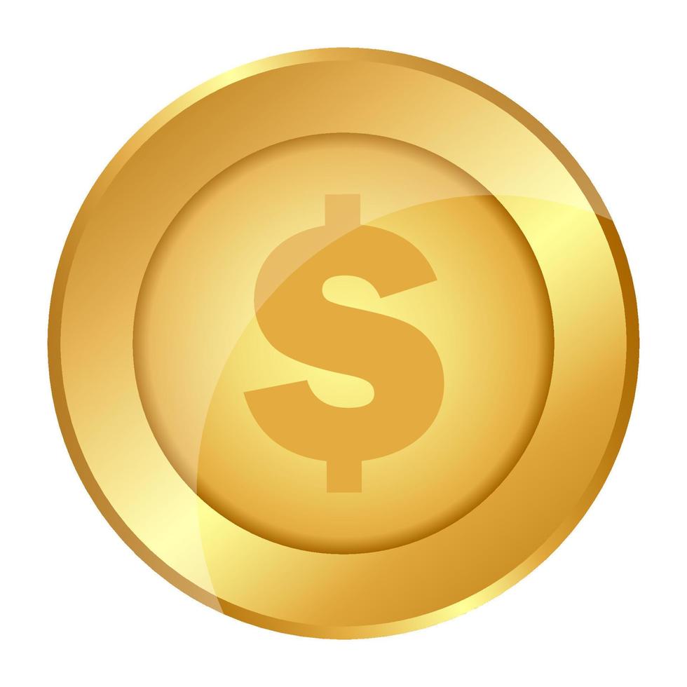 Münze, Vektor-Dollar, auf weißem Hintergrund vektor
