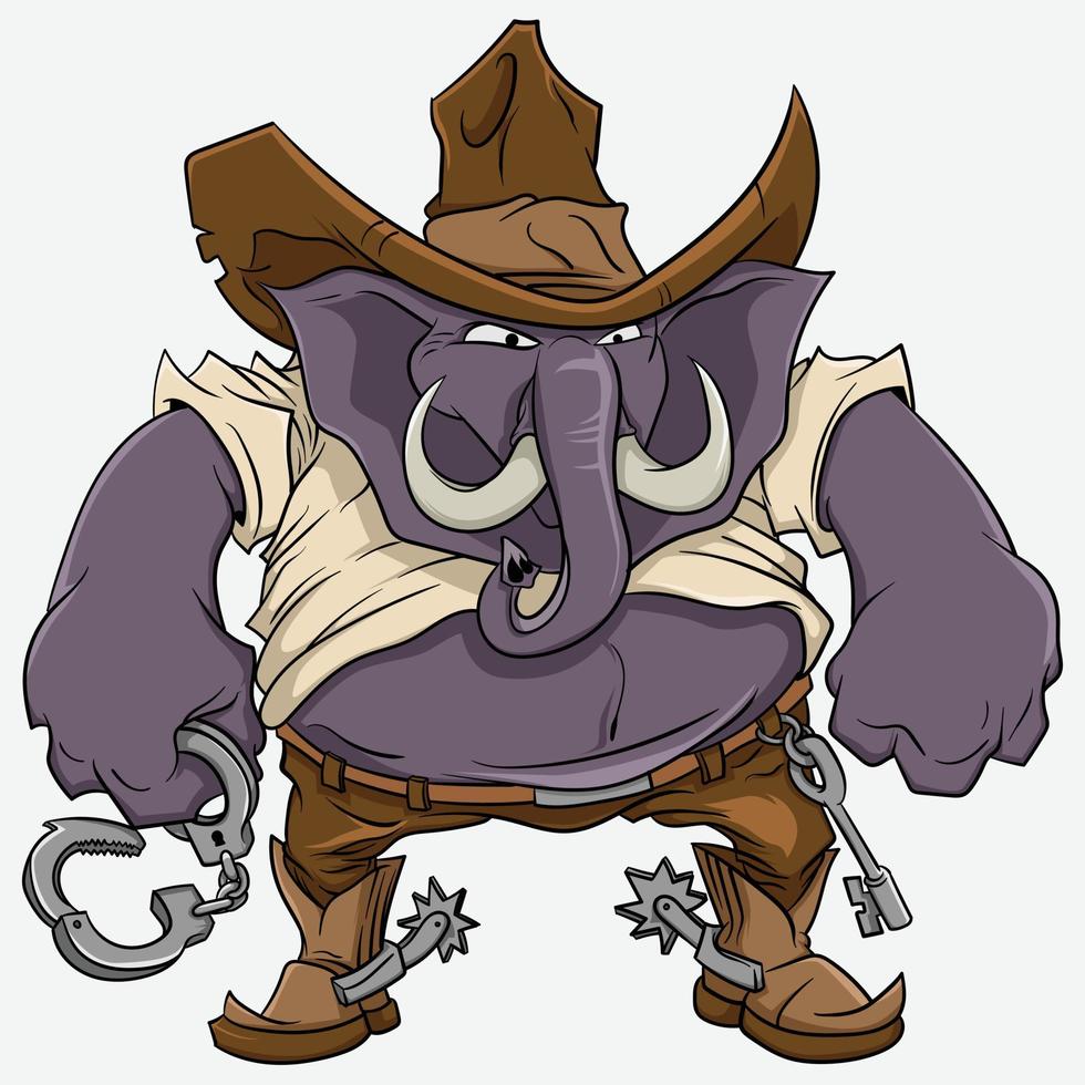 Elefant Cowboy süßes kreatives kawaii Cartoon-Maskottchen-Logo vektor