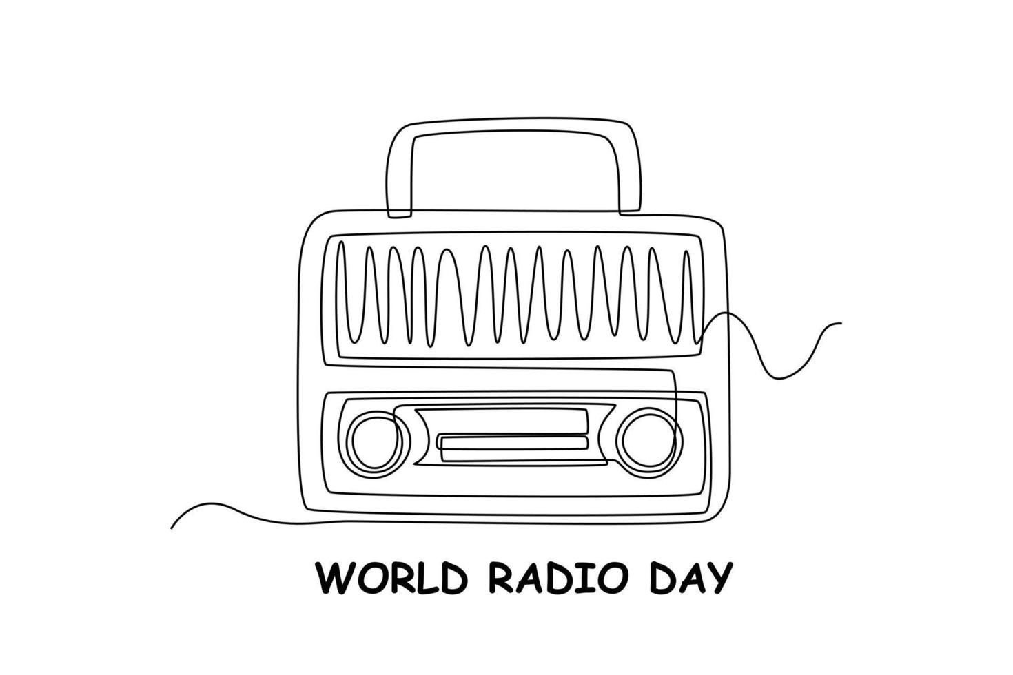 Single One Line Drawing Radio im Retro-Stil. weltradiotag konzept. ununterbrochene Linie zeichnen grafische Vektorillustration des Designs. vektor