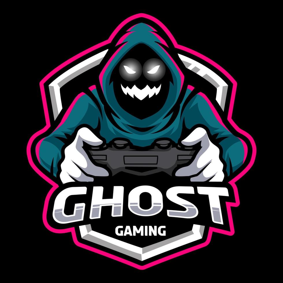 Ghost-Gaming-Maskottchen-Sport-Logo-Design-Vorlage vektor