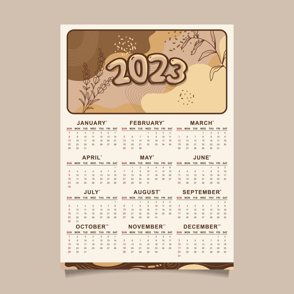 2023 Kalender abstrakte Designvorlage vektor