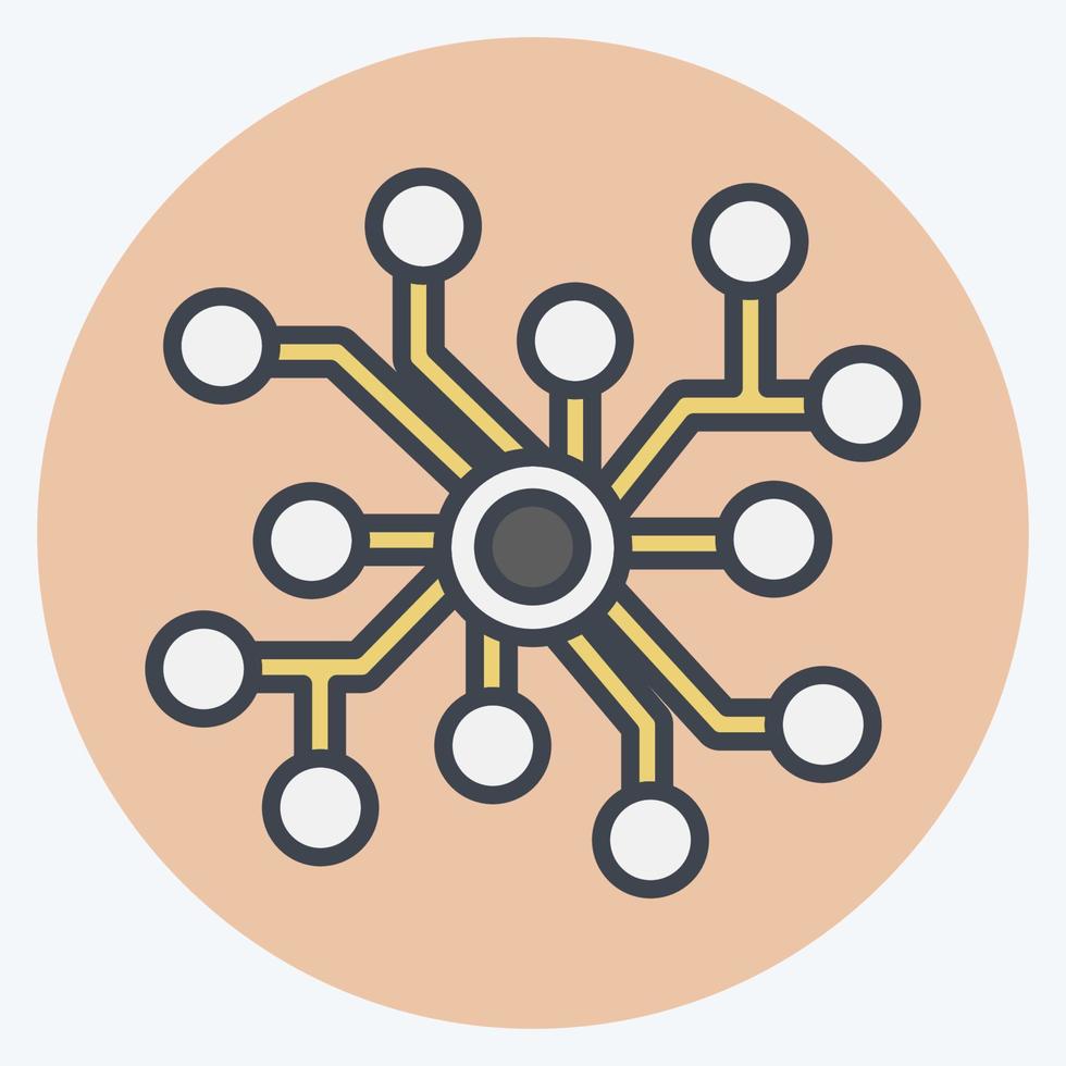 Symbol neuronales Netzwerk. im Zusammenhang mit dem Symbol für maschinelles Lernen. Farbe Mate-Stil. einfaches Design editierbar. einfache Abbildung. einfache Vektorsymbole vektor