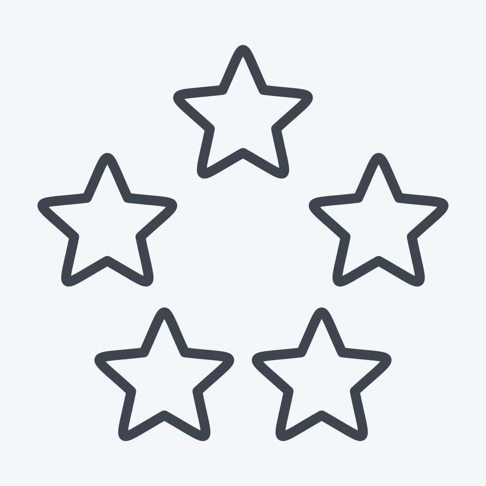 ikon fem stjärnor. relaterad till stjärnor symbol. linje stil. enkel design redigerbar. enkel illustration. enkel vektor ikoner