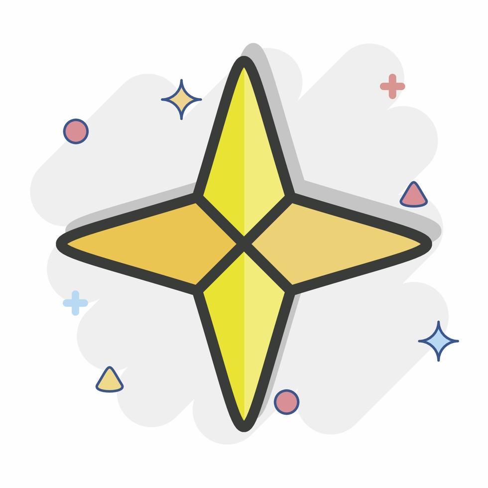 ikon fyra punkt stjärnor. relaterad till stjärnor symbol. komisk stil. enkel design redigerbar. enkel illustration. enkel vektor ikoner