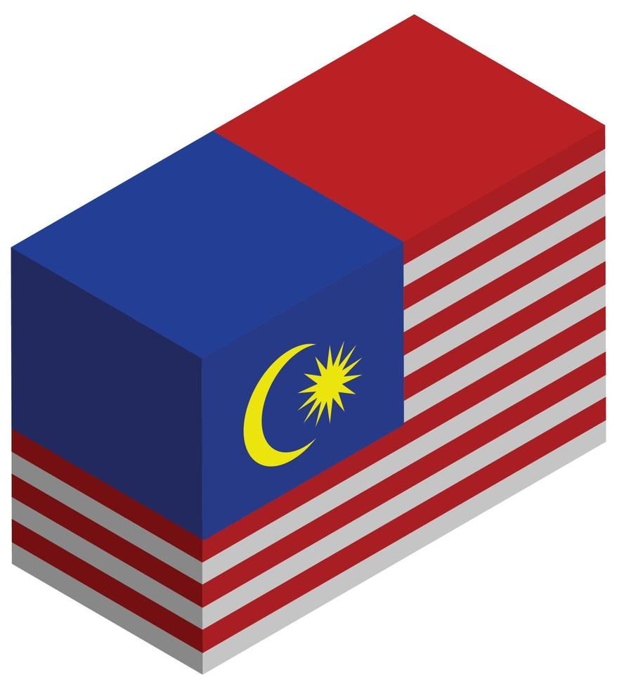Nationalflagge von Malaysia - isometrische 3D-Darstellung. vektor