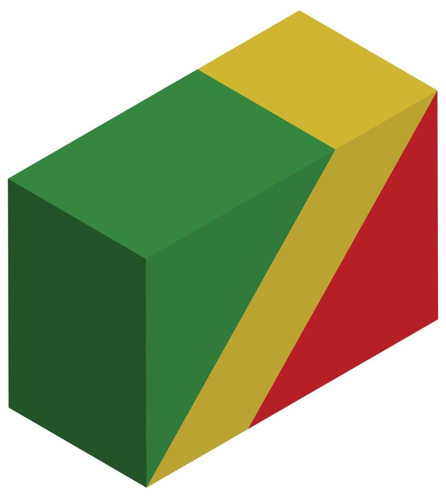 nationell flagga av Kongo, republik - isometrisk 3d tolkning. vektor