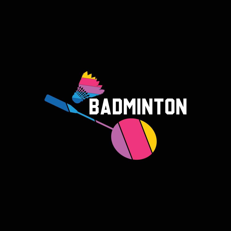 Badminton-Vektor-T-Shirt-Design. Badminton-T-Shirt-Design. kann für bedruckte Tassen, Aufkleberdesigns, Grußkarten, Poster, Taschen und T-Shirts verwendet werden. vektor