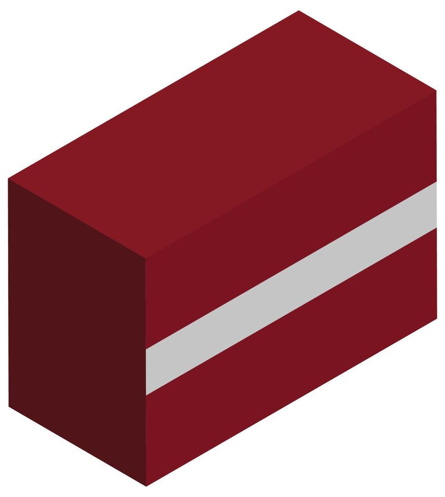 Nationalflagge Lettlands - isometrische 3D-Darstellung. vektor