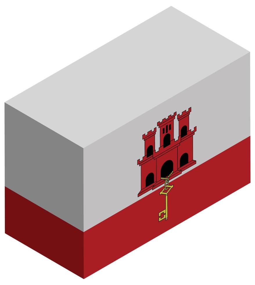 Nationalflagge von Gibraltar - isometrische 3D-Darstellung. vektor