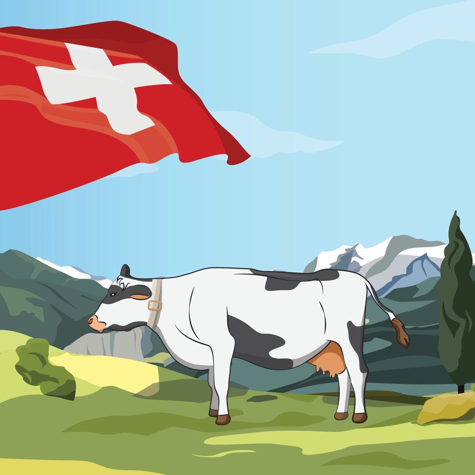 Kühe Schweiz schönes Hintergrundplakat vektor