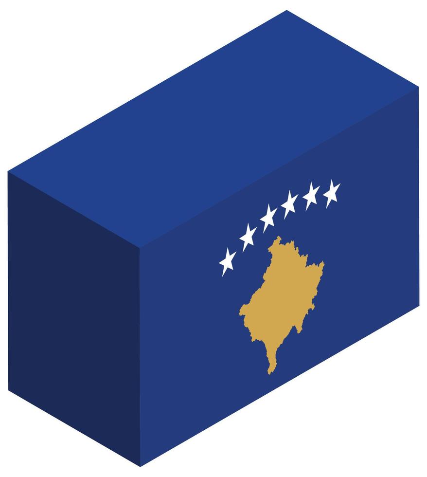 nationell flagga av kosovo - isometrisk 3d tolkning. vektor