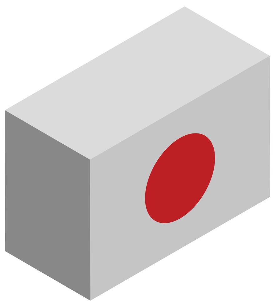 nationell flagga av japan - isometrisk 3d tolkning. vektor