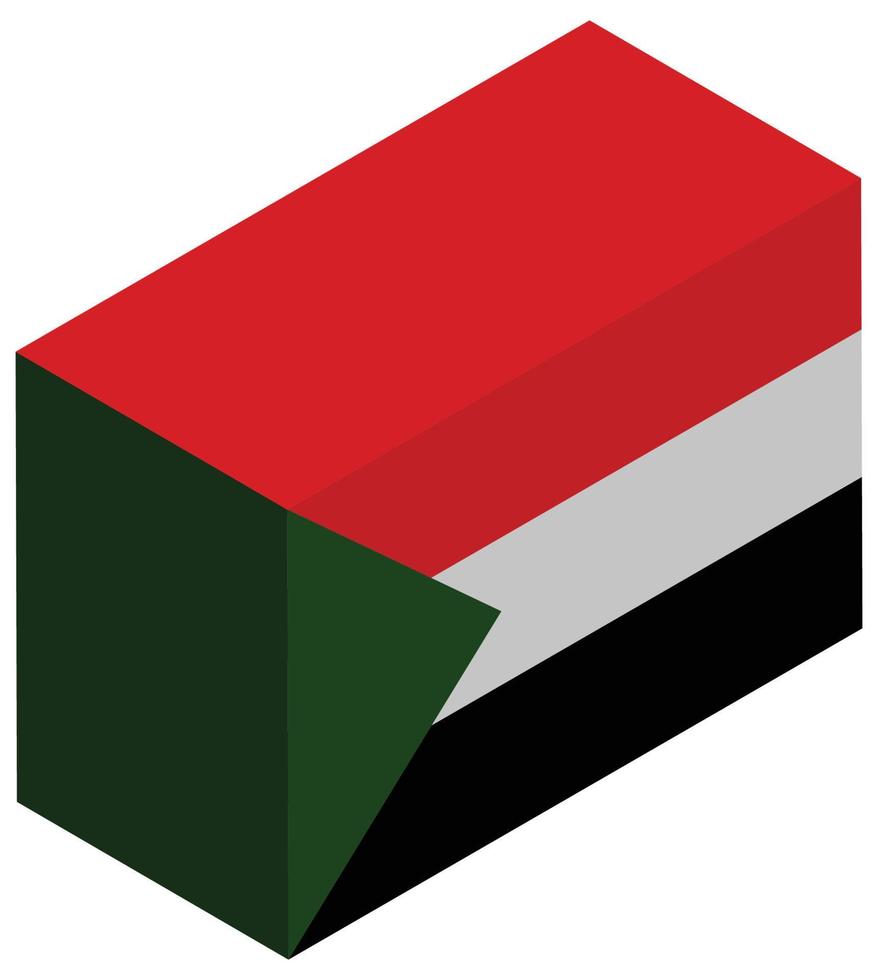 Nationalflagge des Sudan - isometrische 3D-Darstellung. vektor