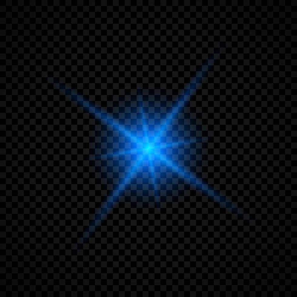 ljus effekt av lins bloss. blå lysande lampor starburst effekter med pärlar på en transparent bakgrund. vektor illustration