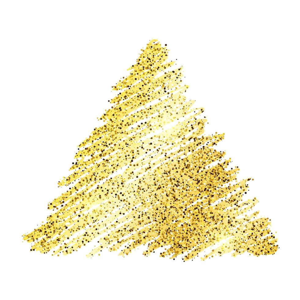 gyllene måla hand dragen glittrande triangel på en vit bakgrund. bakgrund med guld pärlar och glitter effekt. tömma Plats för din text. vektor illustration