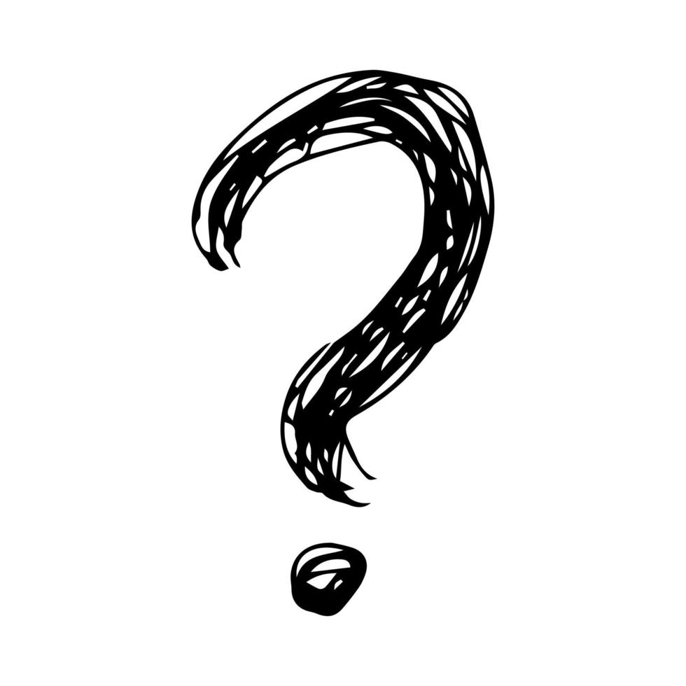 hand gezeichnetes fragezeichensymbol. Schwarzes Skizzen-Fragezeichen-Symbol auf weißem Hintergrund. vektor
