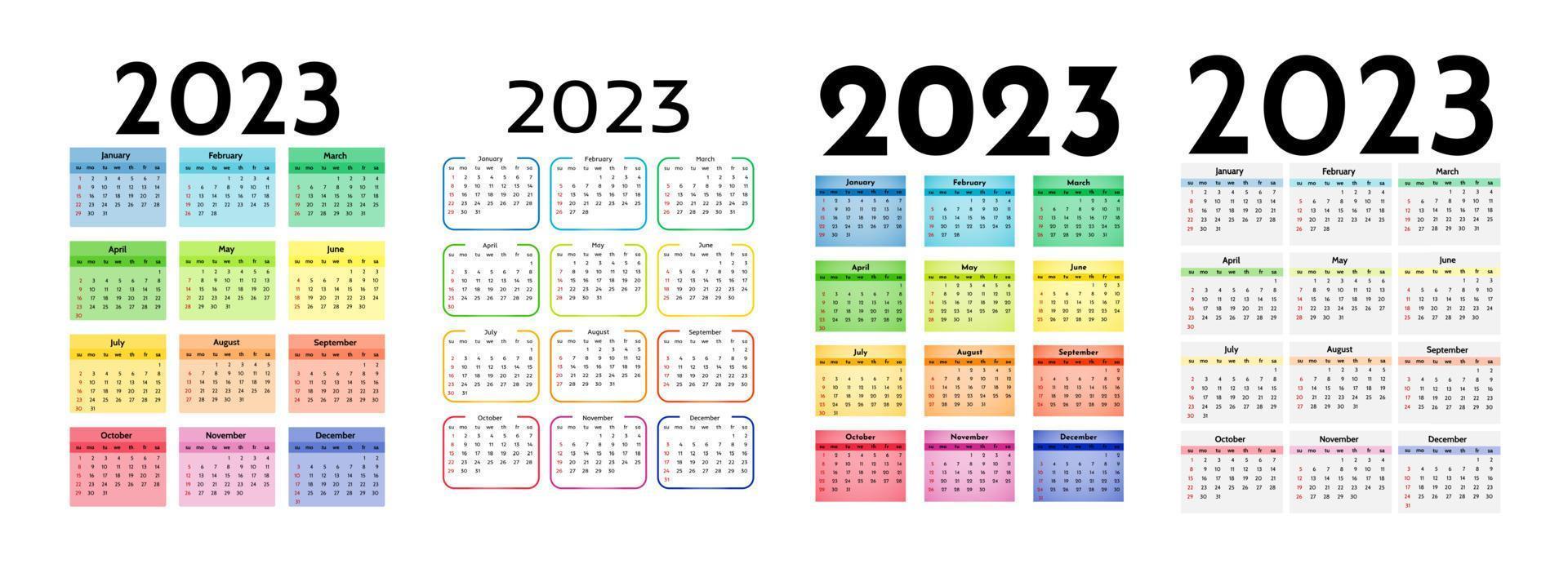 kalender för 2023 isolerat på en vit bakgrund vektor