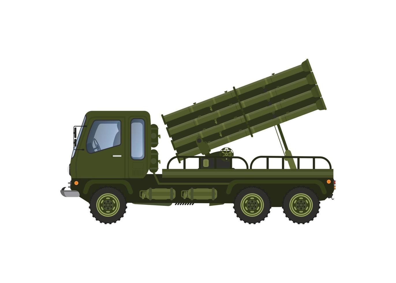 lastbil med militär missiler. vektor illustration på en vit bakgrund.