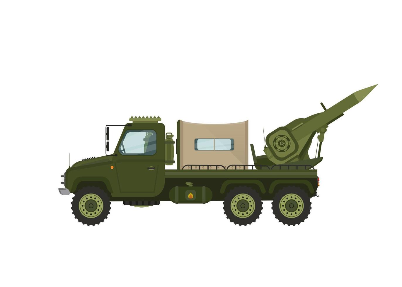 LKW mit Militärraketen. Vektor-Illustration auf weißem Hintergrund. vektor