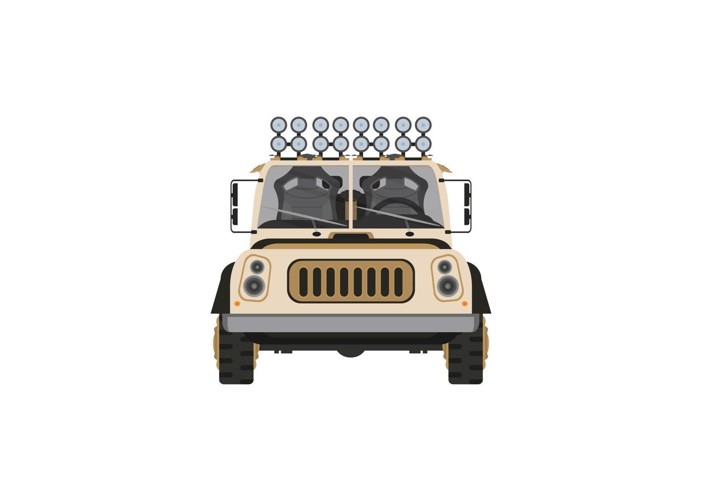 Jägerauto-Vektorillustration im flachen Stil. Fahrzeug für Reisen und Erholung isoliert auf weißem Hintergrund. vektor