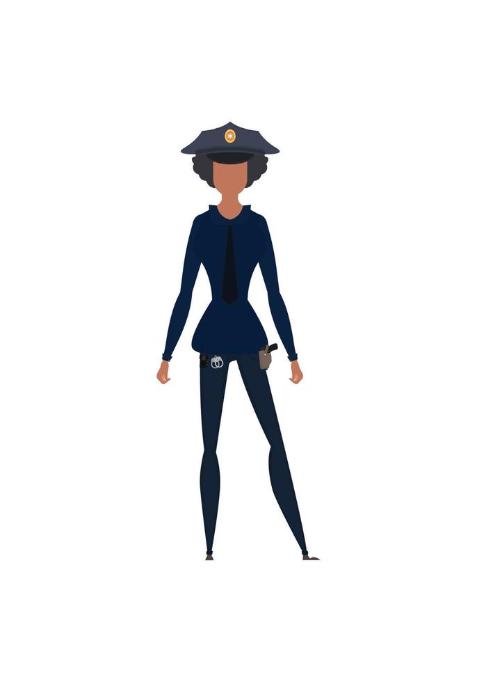 hübscher Mädchenpolizist in Uniform. Vektor-Illustration. isoliert auf weißem Hintergrund. vektor