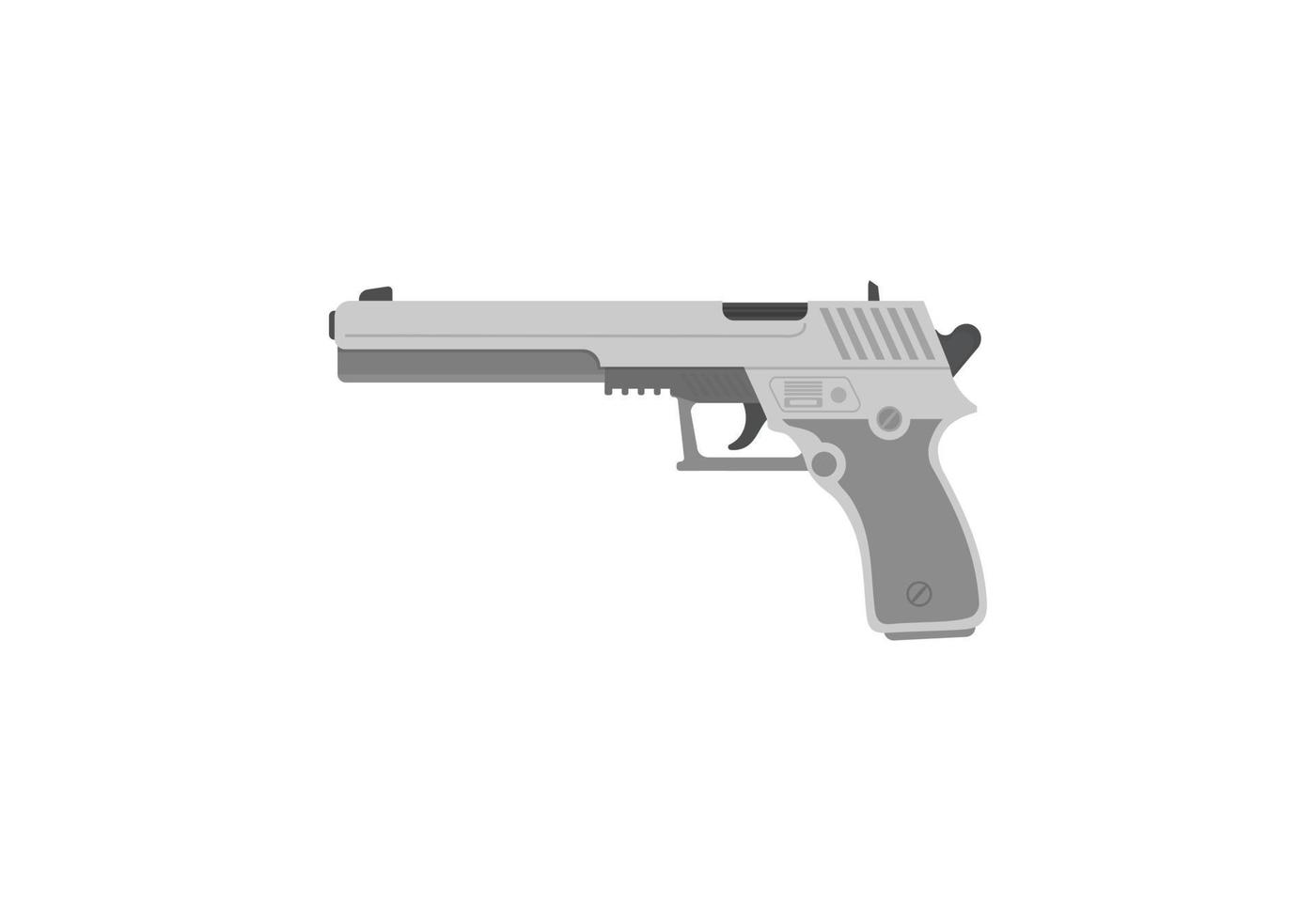 pistol isolerat silhuett illustration pistol vit vapen ikon. man hand gevär bakgrund design svart handeldvapen vektor